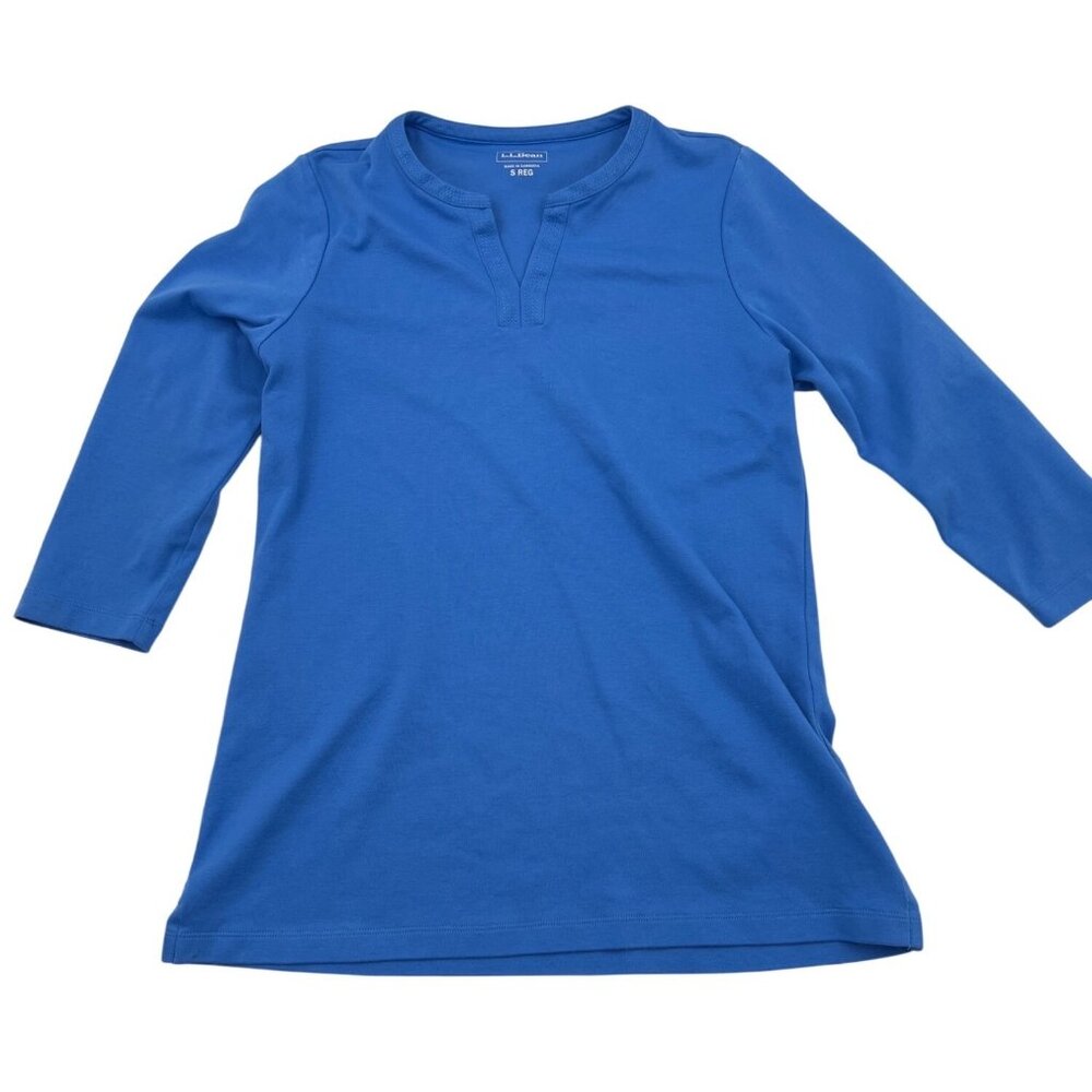 L.L. Bean Womens Blue 3/4 Sleeve Tunic‎ Top Size Small Regular Cotton